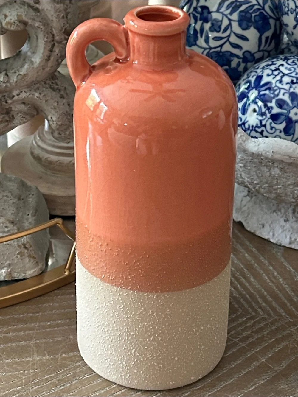 NEW! Western Terracotta Ceramic Two-Tone Southwestern Jug Vase